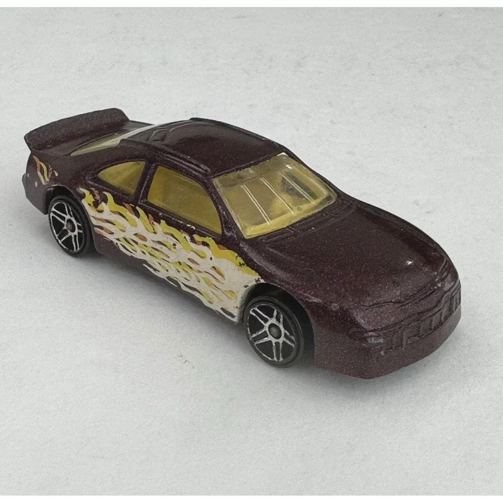 Hot Wheels 1996 T Bird Stock Car Burgundy with Side Flames Diecast Racing Toy